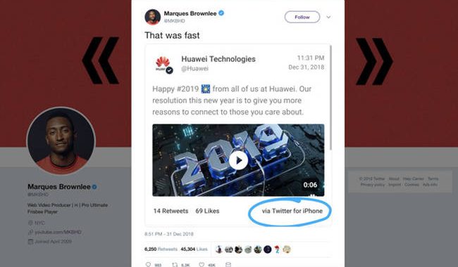 Νόμιζαν ότι τους κάνουν πλάκα! Η Huawei έστειλε τις ευχές της για το 2019 με... iPhone (Pic)
